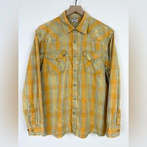 Gramicci Plaid Western Snap Shirt Size L Yellow